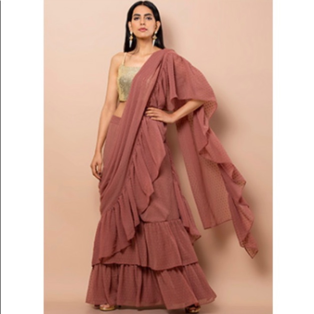 Ruffle drape maxi skirt (saree-style)